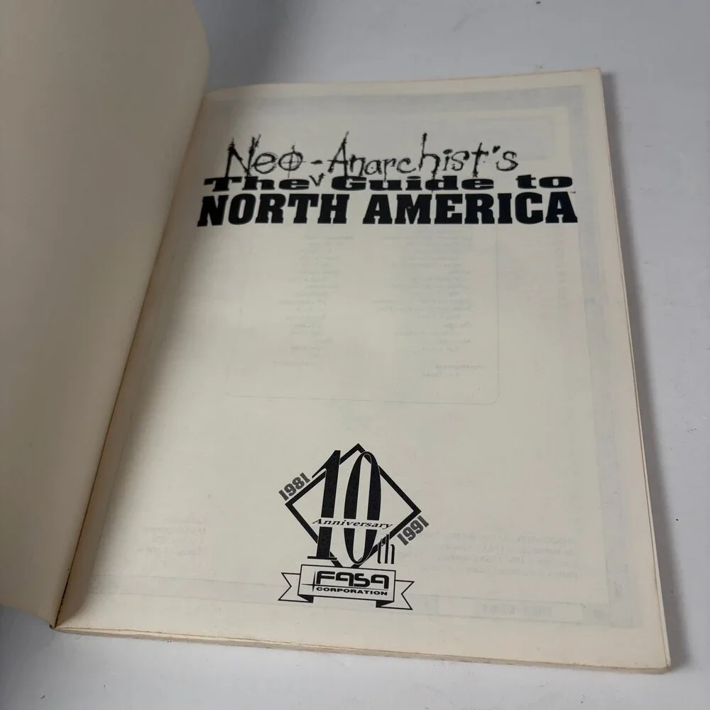 Shadowrun Neo-Anarchist's Guide to North America FASA 1991 RPG Sourcebook